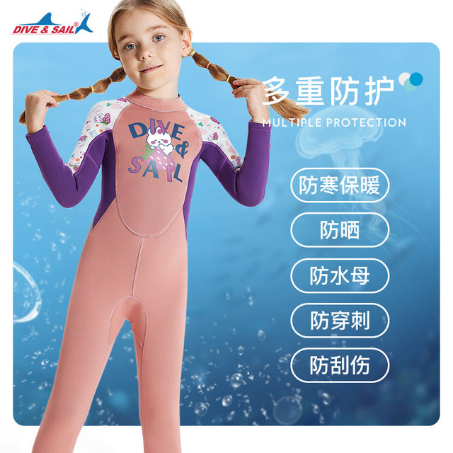 
DIVESAIL2025 new children's swimsuit girls one-piece girls swimsuit middle children's long-sleeved warm diving suit