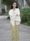 Knitted shawl with cheongsam outside 2025 new retro Republican style literary girl short cardigan jacket