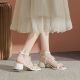 Beautiful fairy style French thick heel sandals for women 2025 summer new trendy one-word butterfly flower open toe high heels