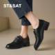 
Saturday retro lace-up leather shoes for women 2025 spring new British style commuting shoes for women's shoes round toe thick heel