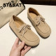 Saturday leather soft bottom single shoe female 2024 autumn new comfortable lazy lazy one pedal bean shoes commute work