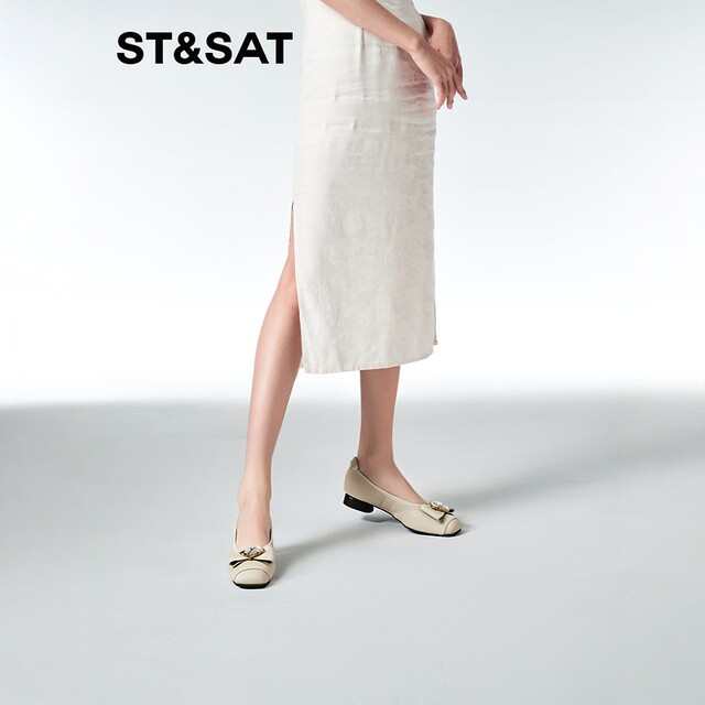Saturday shallow mouth single shoes 2025 spring new mothers shoes flat sole comfortable and commute women's shoes SSD111263
