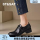 
Saturday retro lace-up leather shoes for women 2025 spring new British style commuting shoes for women's shoes round toe thick heel