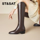Saturday women's shoes thick heels knight boots women's long boots autumn tall tube slim thick sole Martin boots