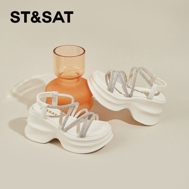 Saturday heel thick-soled sandals for women in summer wear 2025 new style huge and beautiful fashionable thick-heeled women's Roman sandals