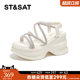 Saturday heel thick-soled sandals for women in summer wear 2025 new style huge and beautiful fashionable thick-heeled women's Roman sandals