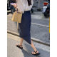 Da Ai's Palace denim cotton skirt for women 2024 summer new fashion simple strap commuter mid-length skirt
