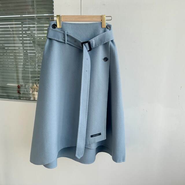 Miscible autumn and winter new irregular design makes it look slim and high-waisted A-line skirt wool woolen mid-length skirt H1