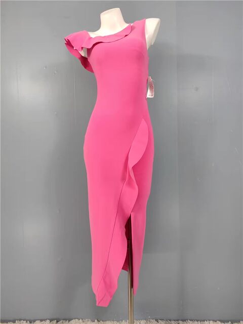 Foreign trade single FN lady's personality elegant and fashionable shoulder -leaf edge is thin and wild summer new dress women