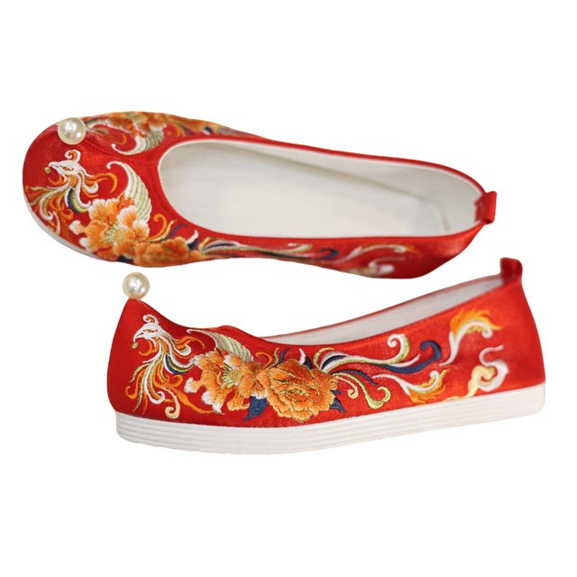 Tingyue Xiaozhu X Jiangnan Zhuji Heavy Industry Embroidered Shoes Inner Heightening Bow Shoes Wedding Clothes Wedding Wedding