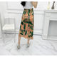 2021 autumn women's French retro printed A-line skirt elastic high-waisted slim and versatile mid-length skirt