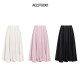 AEL original French white a-line skirt for women 2025 spring light luxury high-end exquisite satin cake puffy skirt
