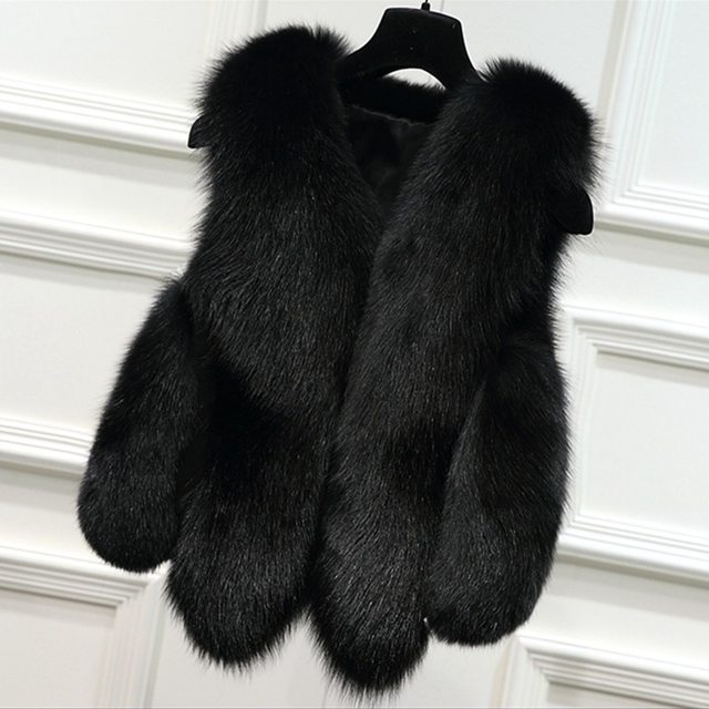Haining fur women's vest imitation fox fur vest new short large size fashion autumn and winter gray versatile slim coat