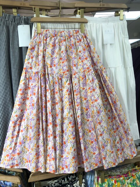 Pastoral style small floral skirt literary and artistic style sweet age-reducing outfit pocket loose slim print midi skirt