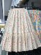 Korean sweet style black floral skirt casual cotton umbrella skirt A-line puff printed midi skirt