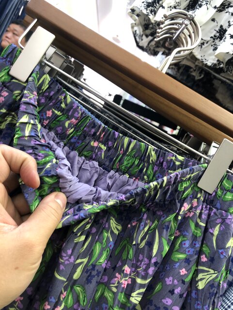 Purple floral chiffon skirt for women in summer flowing long skirt for slim A-line mid-length pleated print skirt