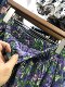 Purple floral chiffon skirt for women in summer flowing long skirt for slim A-line mid-length pleated print skirt