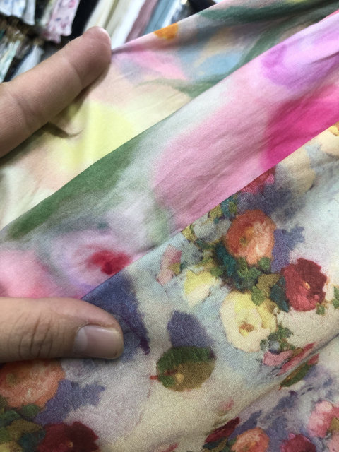 Resort style oil painting print French high-end romantic style floral cake skirt versatile slimming A-line skirt for women