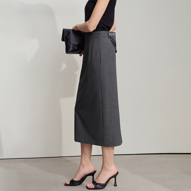 Amii2025 summer new high-zhisensor commuting style elegant rear slit straight skirt skirt women's midi skirt