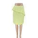 Shang MORE genuine asymmetrical ruffle side zipper goose yellow women's spring, summer and autumn slim skirt mid skirt Q001
