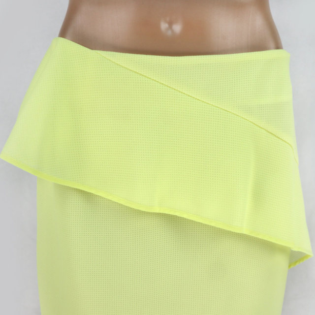 Shang MORE genuine asymmetrical ruffle side zipper goose yellow women's spring, summer and autumn slim skirt mid skirt Q001
