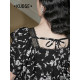 Lazy color new Chinese floral chiffon shirt for women 2024 spring and summer new lace square collar ruffle short top