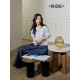 Wide color design v-neck striped waist-hugging shirt for women 2025 spring and summer new puff sleeve white shirt top