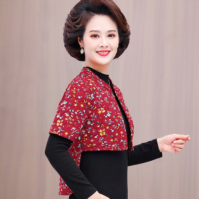 Middle-aged and elderly female mothers back protector small cotton autumn and winter plus velvet long-sleeved camel hair cotton anti-cold thickened shoulder pads and waist protectors to keep warm