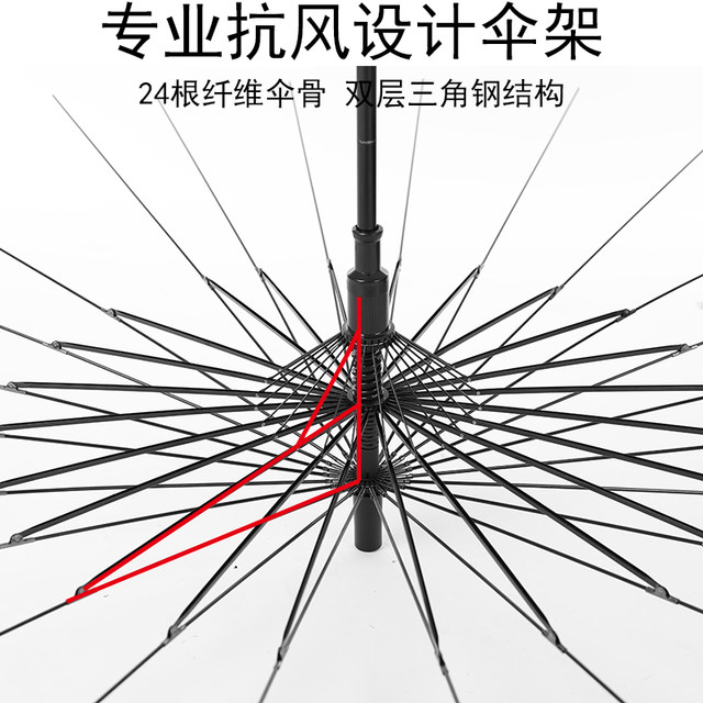 Double-layer 24-bone rainstorm umbrella with long handle for men, increased reinforcement and thickening, double wind-resistant straight pole, extra large automatic umbrella for women