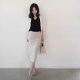 Spot! Korean version of women's spring commuter long skirt solid color simple high waist zipper slit hip-pack skirt G10902
