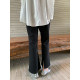 NAZ's large size elastic mesh pattern slit slightly flared pants fat mm spring high waist slim black straight trousers for women
