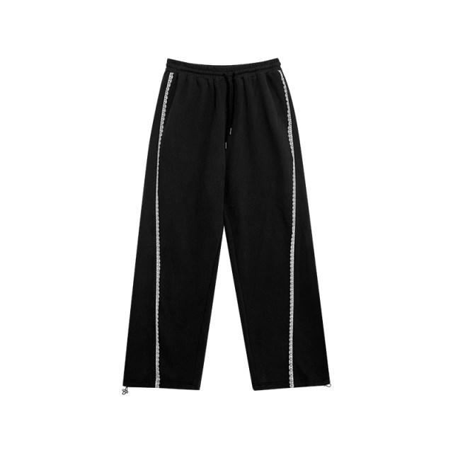NAZ's large size early spring new lace spliced ​​loose lazy hoodies fat mm high waist straight women's casual pants