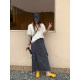 Naz Naizi Large Summer New high -waisted retro worker Pocket Pocket Fat MM Straight Tube A -Bald Skirt Female