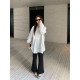 NAZ's large size elastic mesh pattern slit slightly flared pants fat mm spring high waist slim black straight trousers for women
