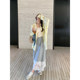 NAZ's big size modern striped lace splicing versatile high waist retro age-reducing fat girl looking slim skirt for women