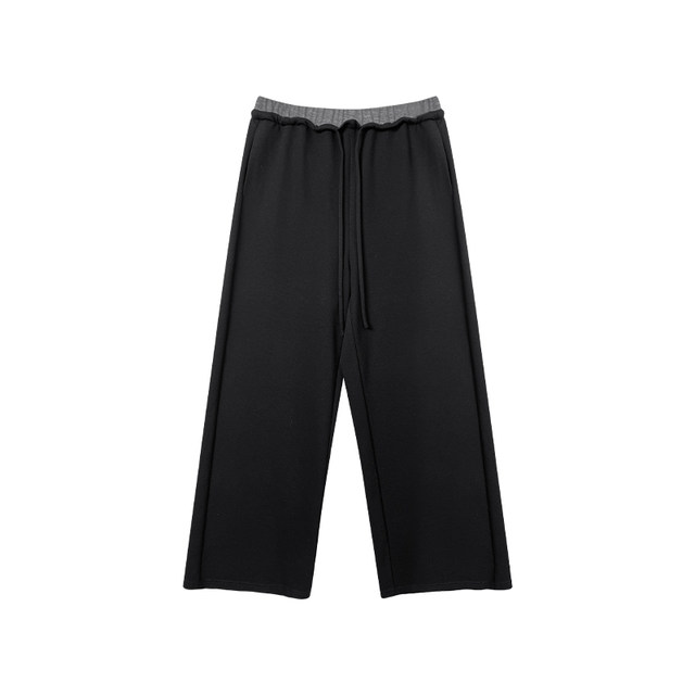 NAZ large size autumn and winter new elastic waist loose slim straight wide leg pants fat mm black casual pants