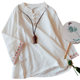 Cotton and linen jacquard embroidered flared sleeve shirt for women in spring and summer new Chinese style retro button large-size stand-up collar short top
