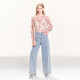 Coconi COCOON bustling dream 2025 summer new style pleated lace-up lantern sleeve printed chiffon shirt for women