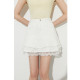 2025 summer new white denim skirt for women high waist lace spliced ​​short skirt temperament beautiful skirt
