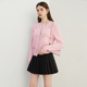 DPLAY autumn commuter cherry blossom pink round neck sequin three-dimensional flower decoration loose knitted cardigan top for women