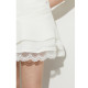 2025 summer new white denim skirt for women high waist lace spliced ​​short skirt temperament beautiful skirt

