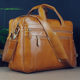 European and American simple first-layer cowhide men's bag, genuine leather business bag, large 16-inch computer bag, portable short-distance business trip bag