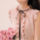 French retro black ears stand collar bow tie sleeveless top sweet pink girly sleeveless shirt women