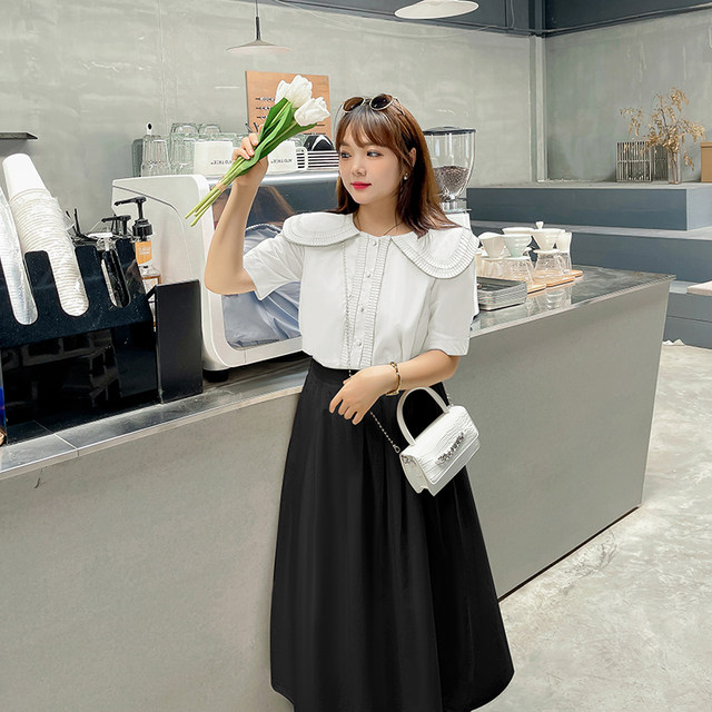 200Jin [Jin equals 0.5 kg] Large size women's skirt 2025 summer new product fat mm high waist versatile slim pleated short skirt umbrella skirt