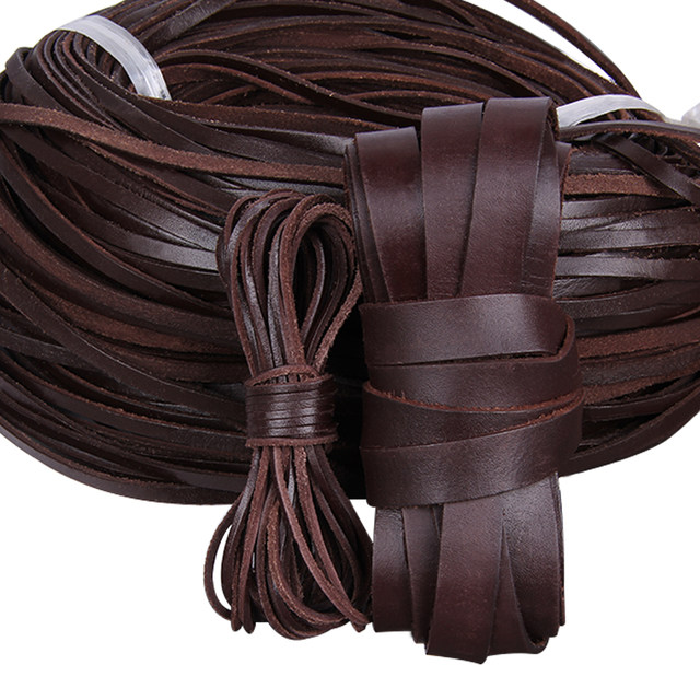 DIY jewelry coffee coffee turbine leather flat leather rope vegetable tannion leather flat leather rope wrapped knife handle around the rope
