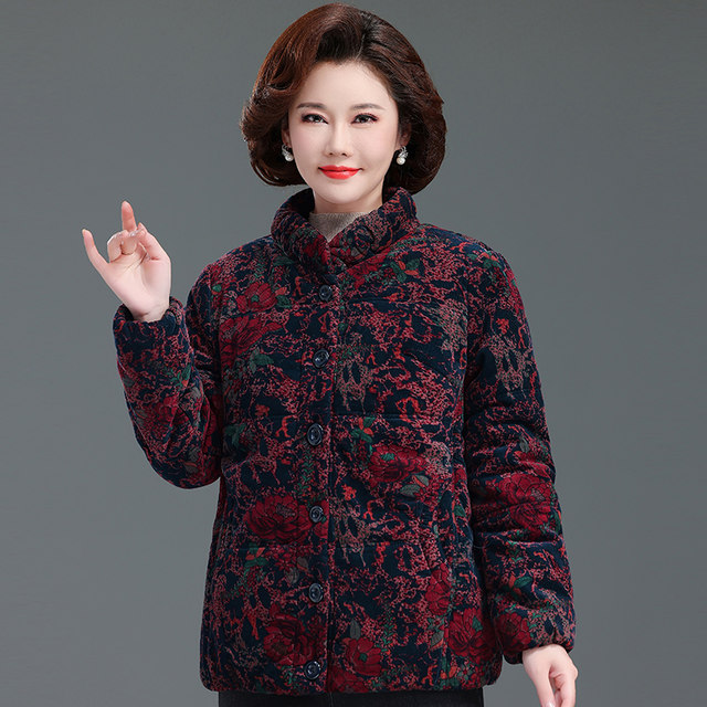 The elderly winter cotton thick cotton thick cotton jacket old lady jacket grandma's winter cotton jacket mother dress short clothes
