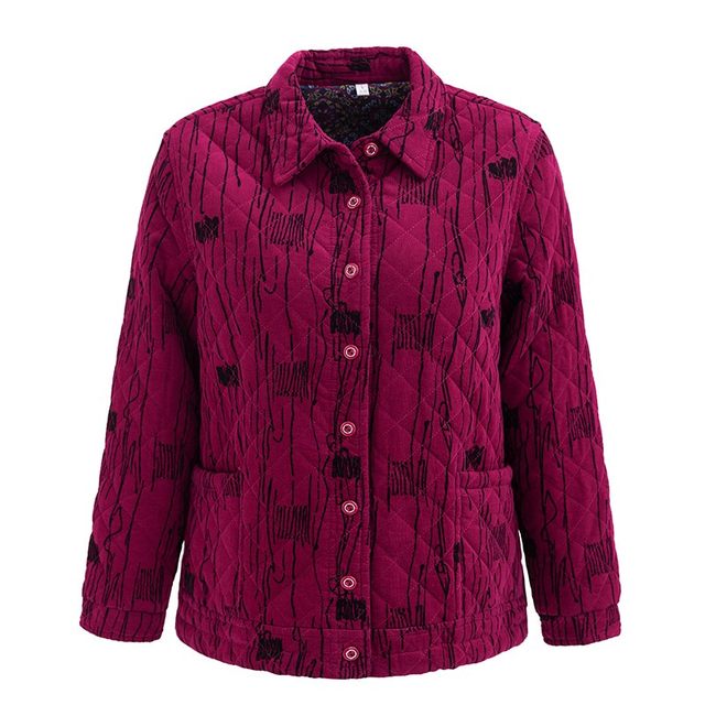 Mother's spring, autumn and winter pure cotton thin cotton clothespin cotton jacket short 2025 new middle-aged and elderly large size women's tops