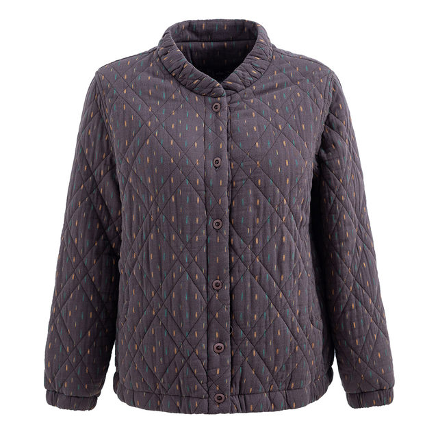 Grandma autumn and winter clothes, cotton floral shirt jacket, middle-aged and elderly pure cotton tops, women's short clothes, small thin jacket