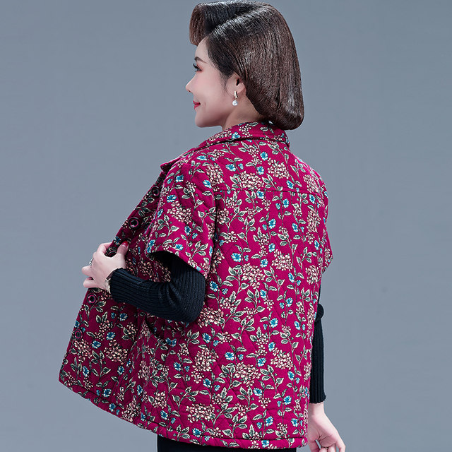 Mom pretend to be autumn pure cotton vest new old lady cotton cotton semi -sleeve shoulder middle and elderly big size spring and autumn horses
