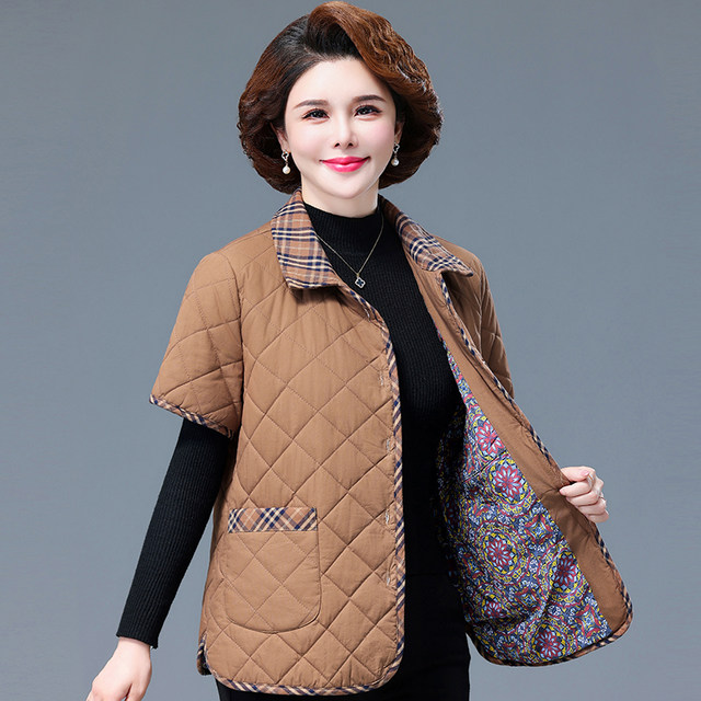 Middle-aged and elderly women's quilted vests thickened autumn and winter mother's wear pure cotton vest vest large size 50-year-old pure cotton vest